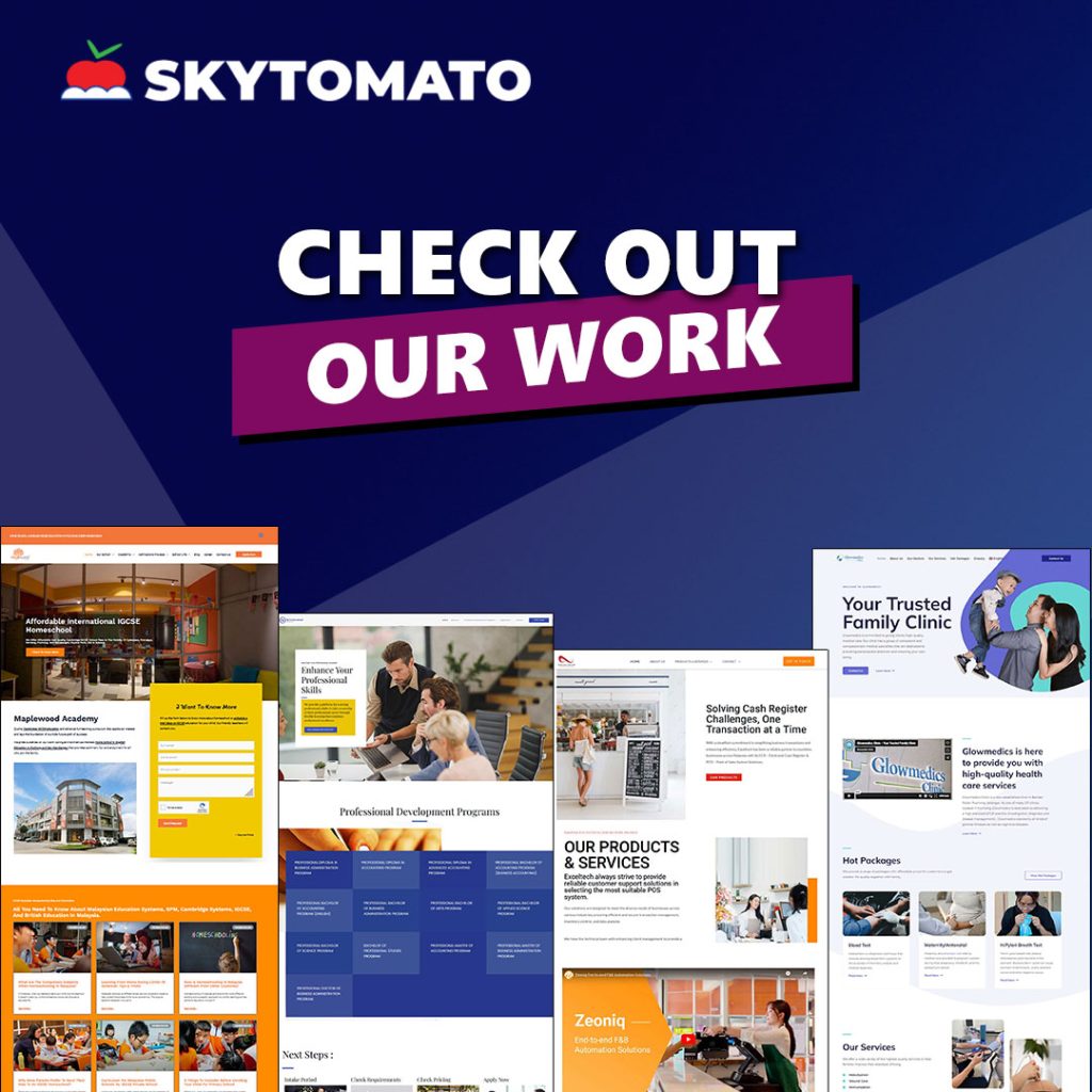 Promotional graphic that showcases a collection of our clients' website design interfaces, showcasing different layouts, color schemes, and content types, representing website design diversity. Includes a 'VIEW PORTFOLIO' button to access the portfolio